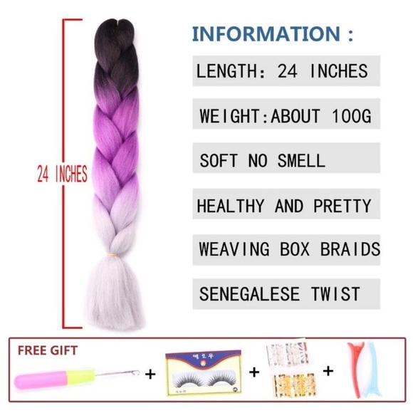 5 packs of PURPLE ombré braiding hair *NWT*